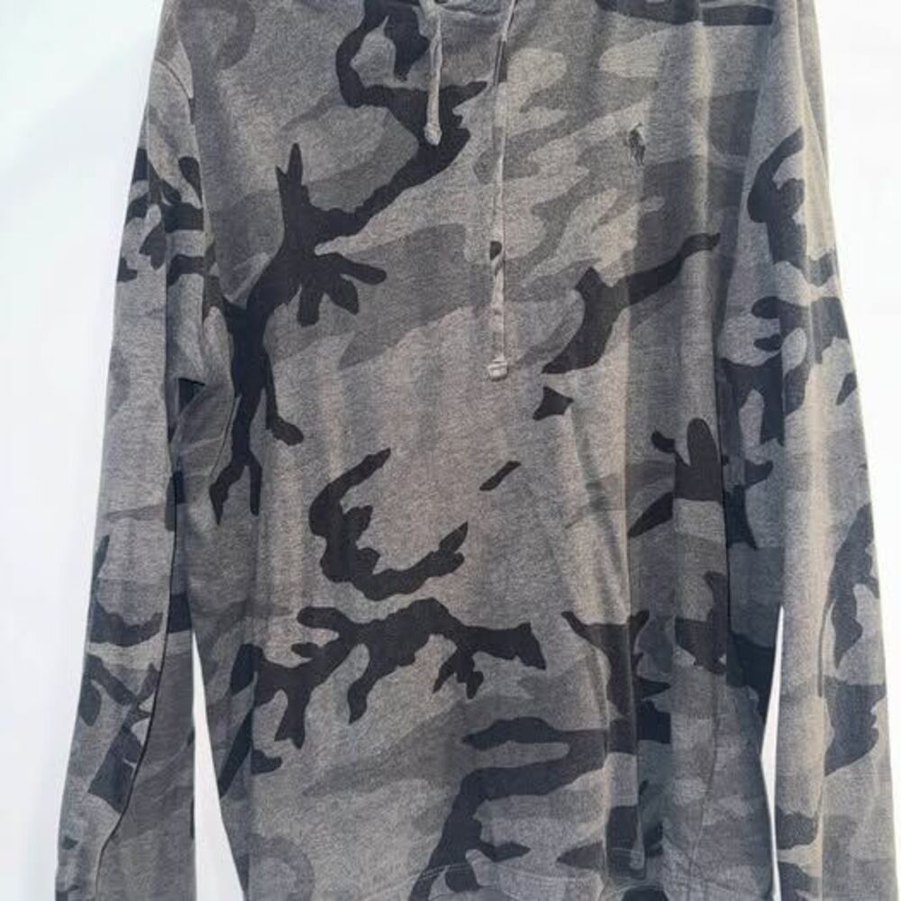 Polo Ralph Lauren Black & Gray Camo Hoodie Size Medium